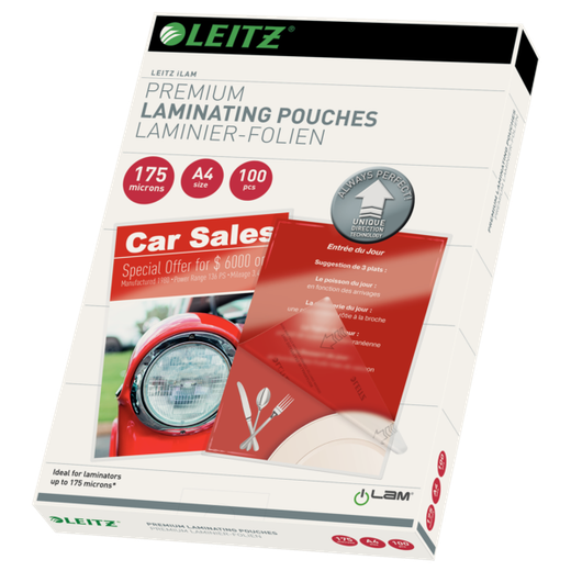 Bolsas plastificación Leitz DIN A4 (caja 100) 175 micras
