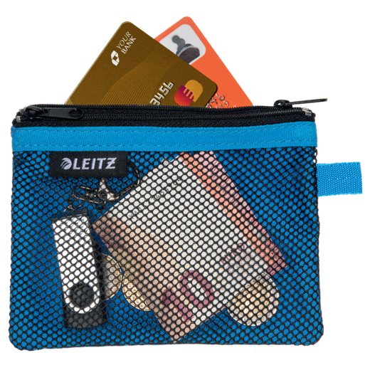 Bolsita nylon 2 departamentos WOW azul (14 x 10,5 cm) S