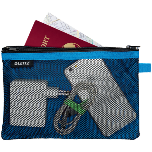 Bolsita nylon 2 departamentos WOW azul (23 x 15 cm) L