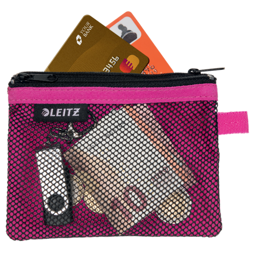 Bolsita nylon 2 departamentos WOW fucsia (14 x 10,5 cm) S