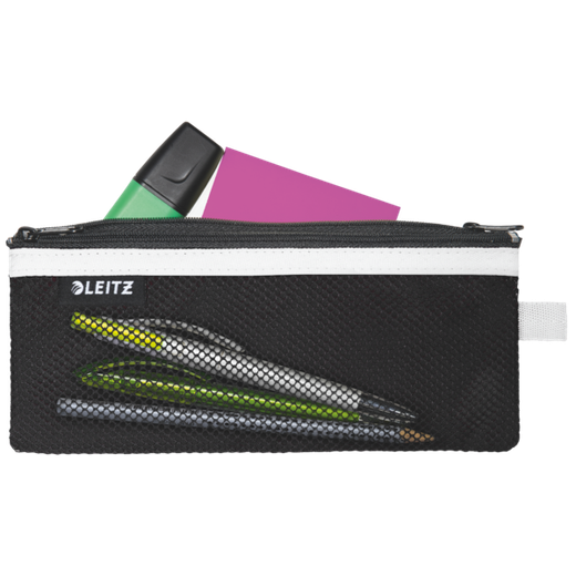 Bolsita nylon 2 departamentos WOW negro  (21 x 8,5 cm) M