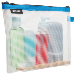 Bolsita WOW resistente al agua azul (24 x 17 cm, con fondo extensible) cosméticos