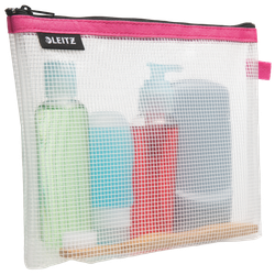 Bolsita WOW resistente al agua fucsia (24 x 17 cm, con fondo extensible) cosméticos