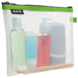 Bolsita WOW resistente al agua verde (24 x 17 cm, con fondo extensible) cosméticos