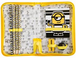 Bolso Portatodo con Cremallera Minions con Libreta Goma Sacapuntas y Lapices Colores