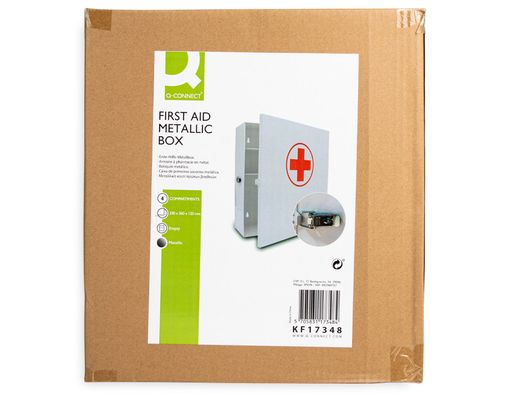 Botiquin q-connect metalico 4 compartimentos vacio primeros auxilios 330x360x120 mm