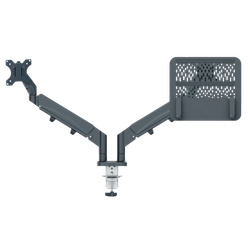 Brazo dual para monitor y portátil Ergo SpaceSaving, gris oscuro