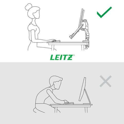 Brazo dual para monitor y portátil Leitz Ergo SpaceSaving, gris
