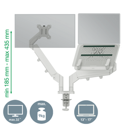Brazo dual para monitor y portátil Leitz Ergo SpaceSaving, gris