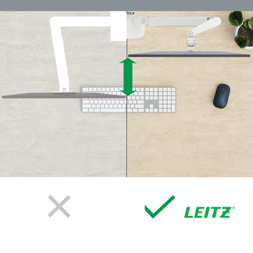 Brazo dual para monitor y portátil Leitz Ergo SpaceSaving, gris