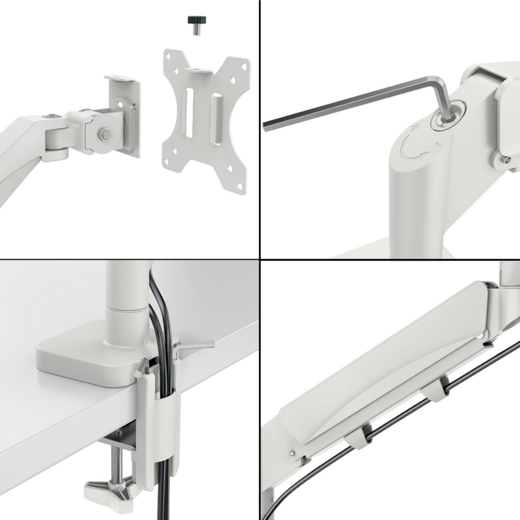 Brazo dual para monitor y portátil Leitz Ergo SpaceSaving, gris