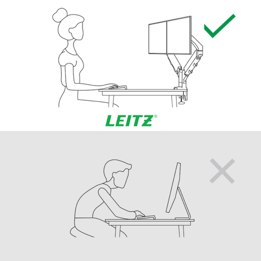 Brazo para monitor dual Leitz Ergo SpaceSaving, gris