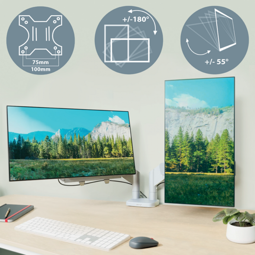 Brazo para monitor dual Leitz Ergo SpaceSaving, gris
