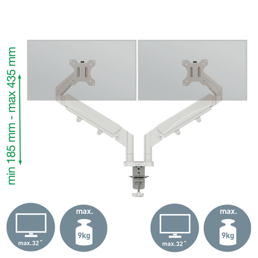 Brazo para monitor dual Leitz Ergo SpaceSaving, gris