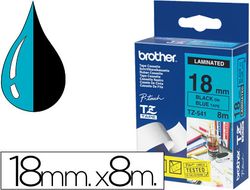 Brother cinta rotuladora tze541 8m 18mm azul/negro tze541