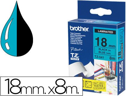 Brother cinta rotuladora tze541 8m 18mm azul/negro tze541