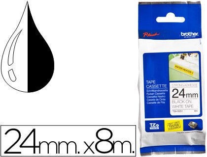Brother cinta rotuladora tzes251 8m 24mm negro/blanco tzes251
