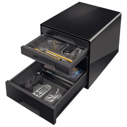 Bucs de cajones Leitz DUAL Desk Cube 4 cajones (2 grandes y 2 pequeños), negro/antracita ref. 52521095