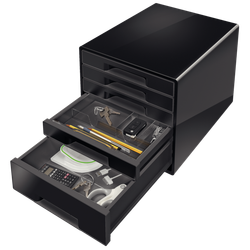 Bucs de cajones Leitz DUAL Desk Cube 5 cajones (1 grande y 4 pequeños), negro/antracita ref. 52531095