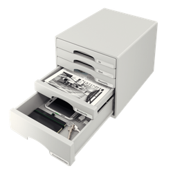 Bucs de cajones Leitz Plus. 5 cajones (4 pequeños y 1 grande), gris