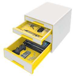 Bucs de cajones WOW Desk Cube 4 cajones (2 grandes y 2 pequeños), amarillo /blanco