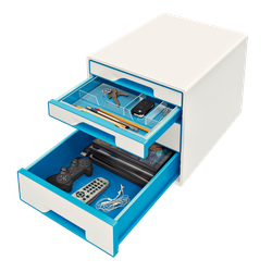 Bucs de cajones WOW Desk Cube 4 cajones (2 grandes y 2 pequeños), azul /blanco