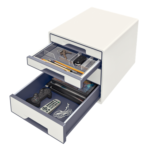 Bucs de cajones WOW Desk Cube 4 cajones (2 grandes y 2 pequeños), blanco/gris