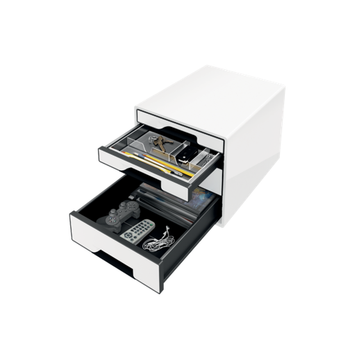 Bucs de cajones WOW Desk Cube 4 cajones (2 grandes y 2 pequeños), negro/blanco