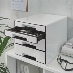 Bucs de cajones WOW Desk Cube 4 cajones (2 grandes y 2 pequeños), negro/blanco