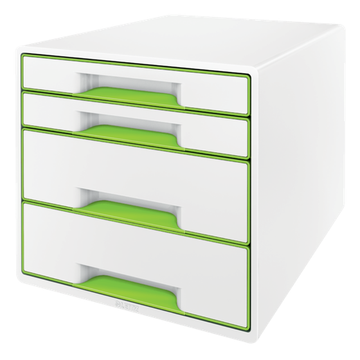 Bucs de cajones WOW Desk Cube 4 cajones (2 grandes y 2 pequeños), verde/blanco