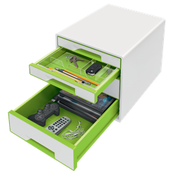 Bucs de cajones WOW Desk Cube 4 cajones (2 grandes y 2 pequeños), verde/blanco