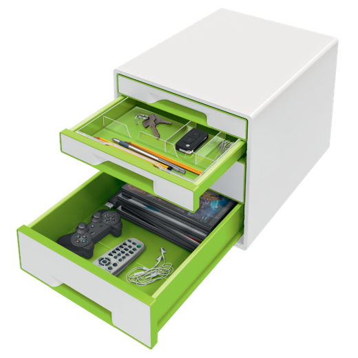 Bucs de cajones WOW Desk Cube 4 cajones (2 grandes y 2 pequeños), verde/blanco