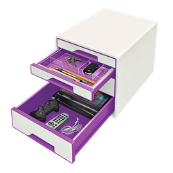 Bucs de cajones WOW Desk Cube 4 cajones (2 grandes y 2 pequeños), violeta /blanco