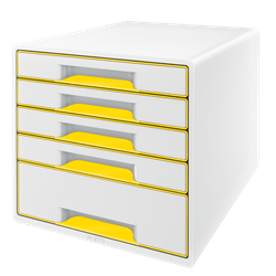 Bucs de cajones WOW Desk Cube 5 cajones (1 grande y 4 pequeños), amarillo/blanco