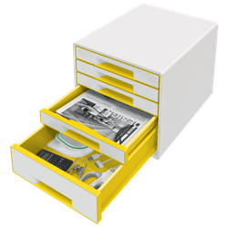 Bucs de cajones WOW Desk Cube 5 cajones (1 grande y 4 pequeños), amarillo/blanco