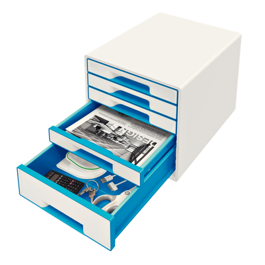Bucs de cajones WOW Desk Cube 5 cajones (1 grande y 4 pequeños), azul/blanco