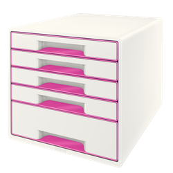 Bucs de cajones WOW Desk Cube 5 cajones (1 grande y 4 pequeños), fucsia/blanco