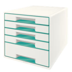 Bucs de cajones WOW Desk Cube 5 cajones (1 grande y 4 pequeños), turquesa/blanco