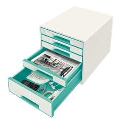 Bucs de cajones WOW Desk Cube 5 cajones (1 grande y 4 pequeños), turquesa/blanco