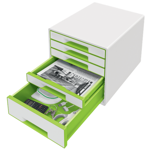 Bucs de cajones WOW Desk Cube 5 cajones (1 grande y 4 pequeños), verde/blanco