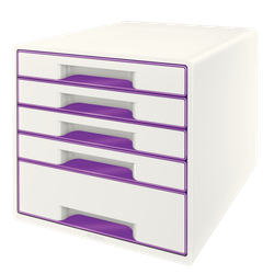 Bucs de cajones WOW Desk Cube 5 cajones (1 grande y 4 pequeños), violeta/blanco