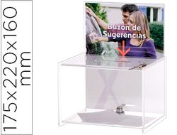 Buzon de Sugerencias Archivo 2000 con Llave de Poliestireno Transparente 175X220X160 Mm