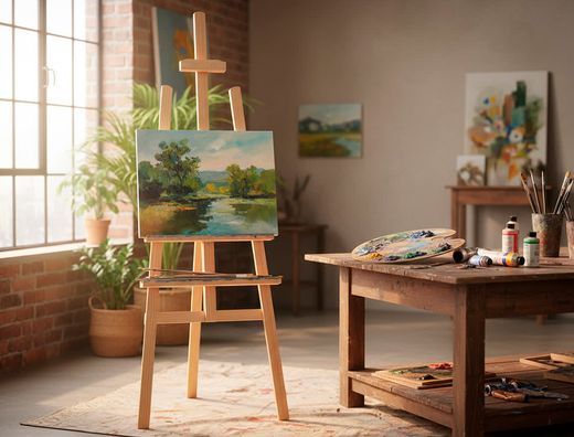 Caballete de pie pintor liderpapel madera de pino barnizado 58,5x175x75 cm certificado fsc