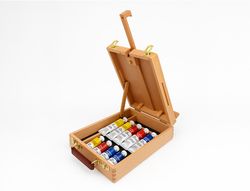 Caballete pintor de sobremesa liderpapel madera de haya barnizado con maletin 39x26x13cm certificado fsc