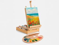 Caballete pintor de sobremesa liderpapel madera de haya barnizado con maletin 39x26x13cm certificado fsc