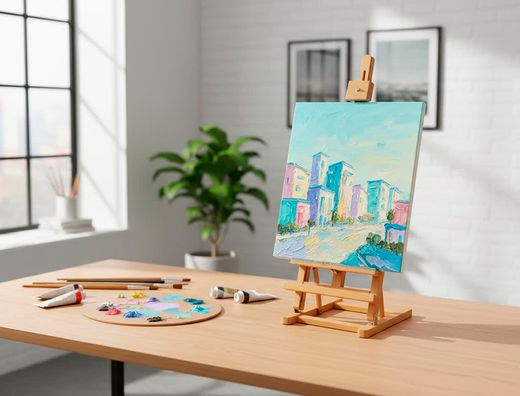 Caballete pintor de sobremesa liderpapel madera de pino barnizado 80x27,5x30 cm certificado fsc