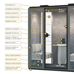 Cabina Box de 4 Plazas - Diseño Moderno en Metal Antracita