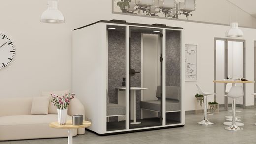 Cabina Box de 4 Plazas - Diseño Moderno en Metal Blanco