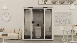 Cabina Box de 4 Plazas - Diseño Moderno en Metal Blanco