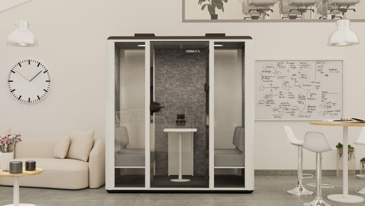 Cabina Box de 4 Plazas - Diseño Moderno en Metal Blanco
